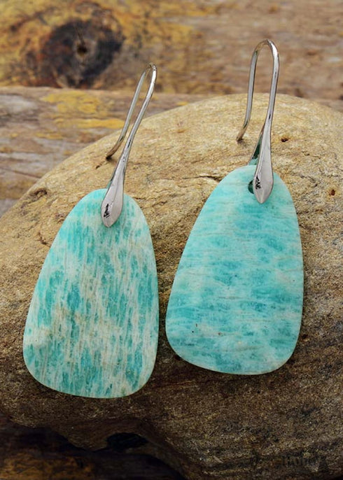 Boho Earrings, Dangle Earrings, Mint Amazonite