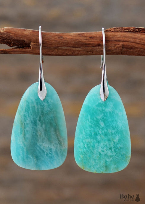 Boho Earrings, Dangle Earrings, Mint Amazonite