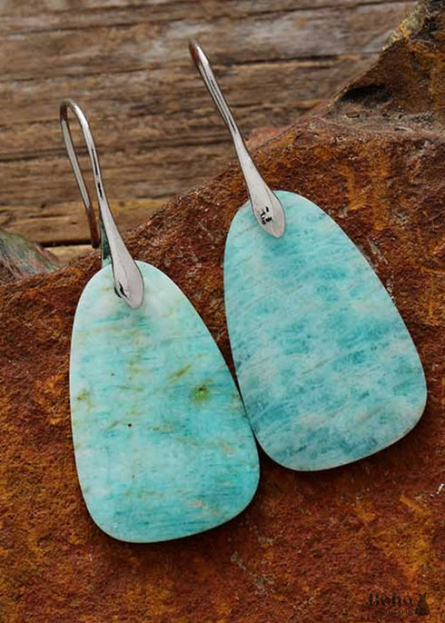 Boho Earrings, Dangle Earrings, Mint Amazonite
