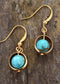 Pendientes bohemios, pendientes colgantes, turquesa azul luna, jaspe, lava