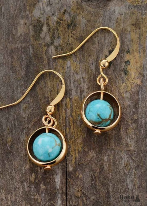 Pendientes bohemios, pendientes colgantes, turquesa azul luna, jaspe, lava
