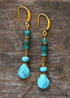 Boho Earrings, Dangle Earrings, Natural Blue and Pink Stones