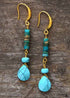 Boho Earrings, Dangle Earrings, Natural Blue and Pink Stones