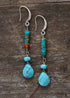 Boho Earrings, Dangle Earrings, Natural Blue and Pink Stones