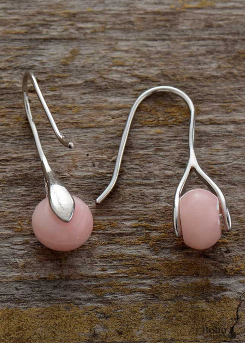 Pendientes bohemios, pendientes colgantes, ópalo rosa y jaspes