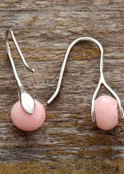 Pendientes bohemios, pendientes colgantes, ópalo rosa y jaspes