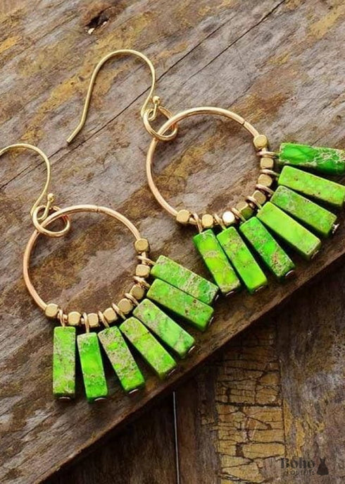 Pendientes bohemios, pendientes colgantes, chakra rojo, azul y verde