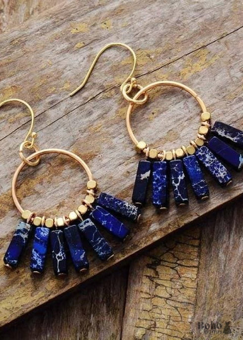 Pendientes bohemios, pendientes colgantes, chakra rojo, azul y verde