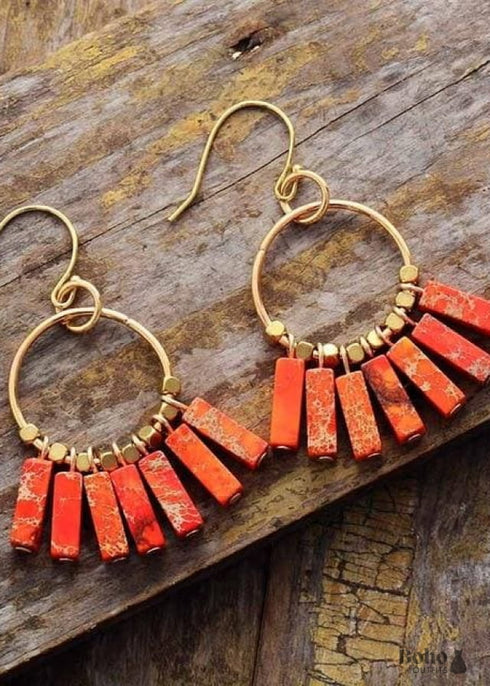 Pendientes bohemios, pendientes colgantes, chakra rojo, azul y verde