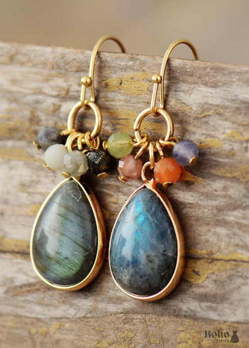 Pendientes bohemios, pendientes colgantes, diamantes de imitación