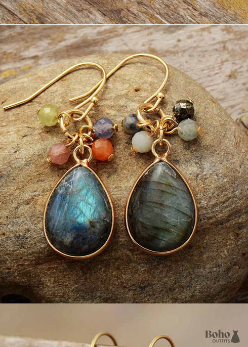 Pendientes bohemios, pendientes colgantes, diamantes de imitación