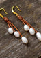 Boho Earrings, Dangle Earrings, Rope White Peal
