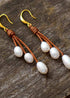 Boho Earrings, Dangle Earrings, Rope White Peal