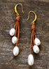 Boho Earrings, Dangle Earrings, Rope White Peal