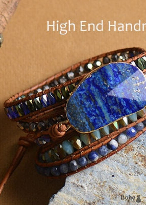 Pendientes bohemios, pendientes colgantes, concha de lapislázuli azul