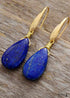 Boho Earrings, Dangle Earrings, Teardrop Blue Lapise