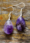 Pendientes bohemios, pendientes colgantes, amatista morada en forma de lágrima
