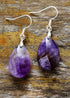 Boho Earrings, Dangle Earrings, Teardrop Purple Amethyst