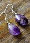 Boho Earrings, Dangle Earrings, Teardrop Purple Amethyst