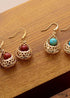 Boho Earrings, Dangle Earrings, Vintage Indian Gold Blue and Red
