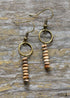 Boho Earrings, Dangle Earrings, Vintage Natural Stone Brown and Pink