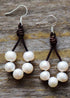 Pendientes bohemios, pendientes colgantes, perla bohemia blanca