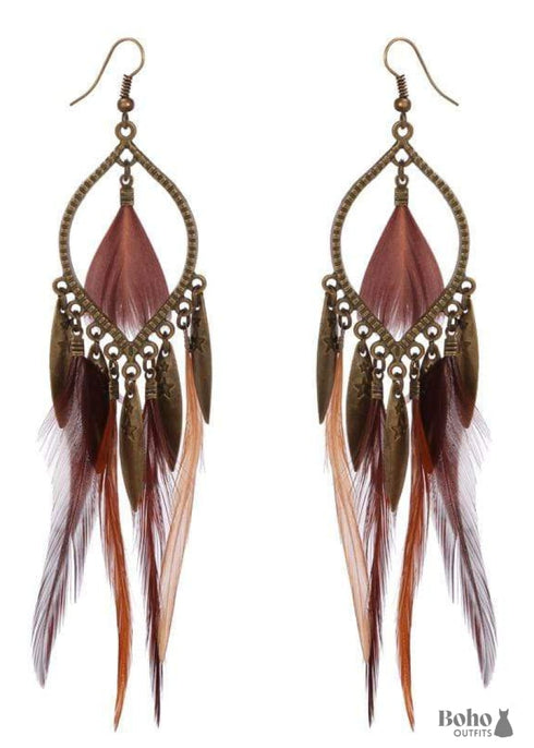 Boho Earrings Light Feathers Joanna