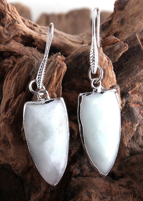 Boho Earrings, RH Dangle Earrings, Black Amazonite