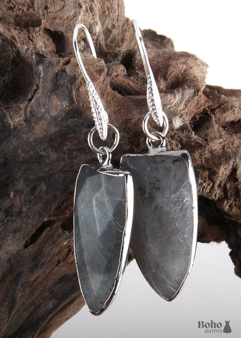 Boho Earrings, RH Dangle Earrings, Black Amazonite