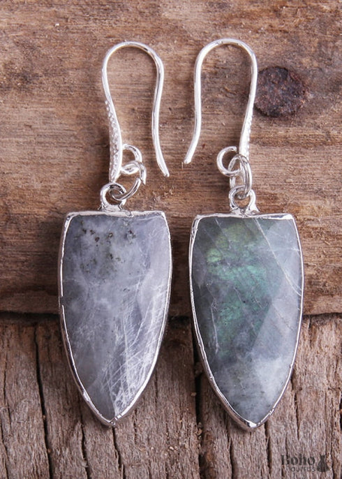 Boho Earrings, RH Dangle Earrings, Black Amazonite