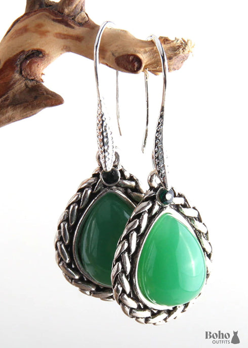 Pendientes bohemios, pendientes colgantes RH, plata negra