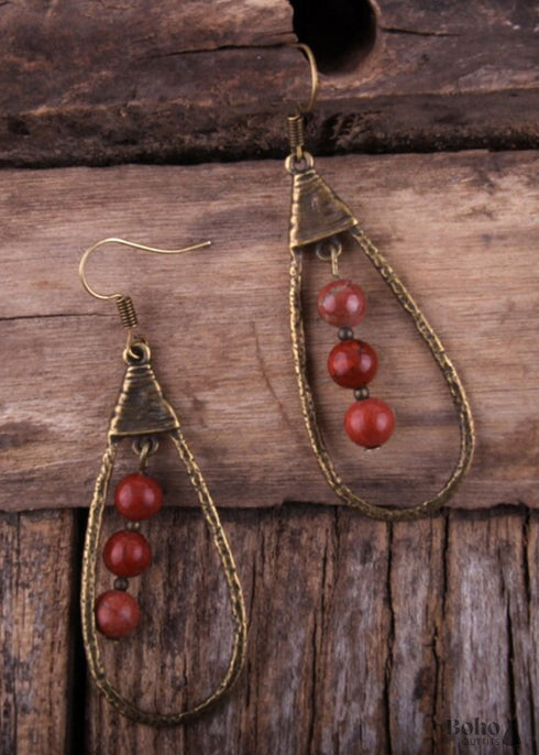 Pendientes bohemios, pendientes colgantes RH, pendientes de aro con gota