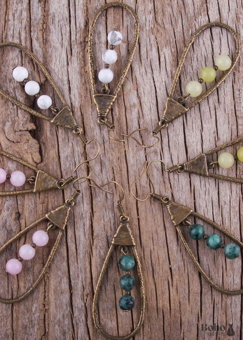 Pendientes bohemios, pendientes colgantes RH, pendientes de aro con gota