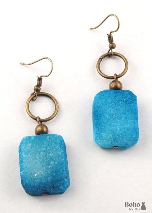 Pendientes bohemios, pendientes colgantes RH, Druzy Ice