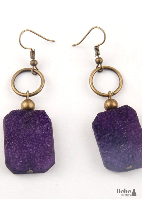 Pendientes bohemios, pendientes colgantes RH, Druzy Ice