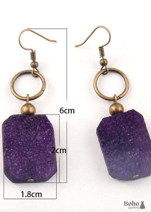 Pendientes bohemios, pendientes colgantes RH, Druzy Ice