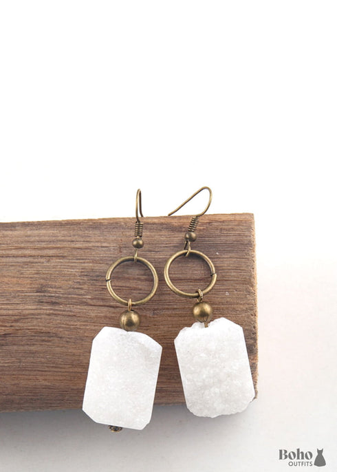 Pendientes bohemios, pendientes colgantes RH, Druzy Ice