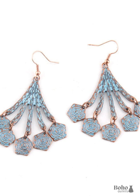 Pendientes bohemios, pendientes colgantes RH, pluma y hoja