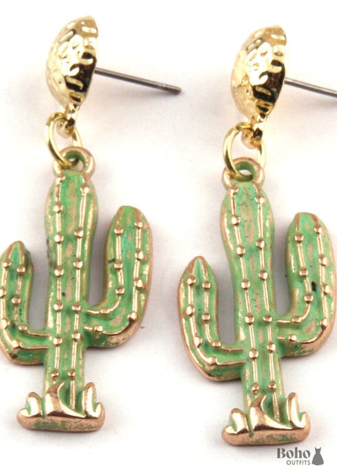 Pendientes bohemios, pendientes colgantes RH, cactus verde