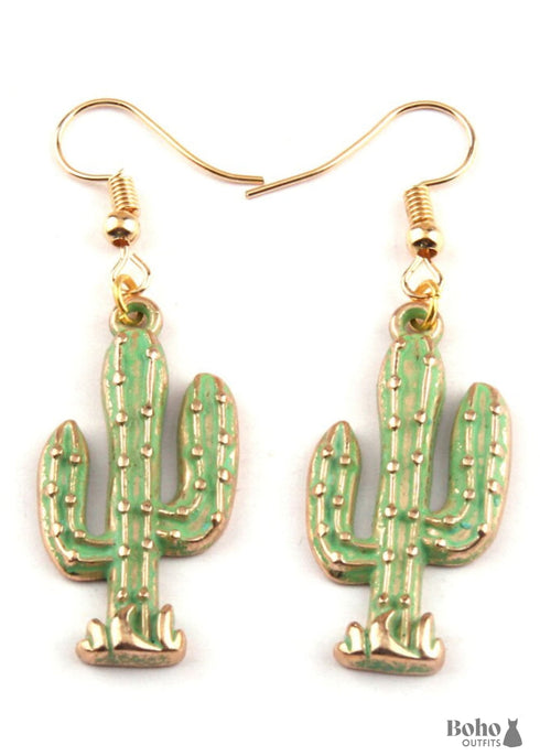 Pendientes bohemios, pendientes colgantes RH, cactus verde