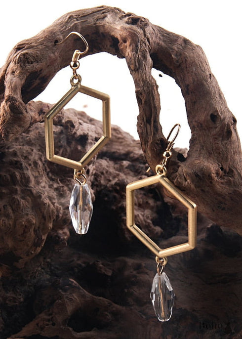 Pendientes bohemios, pendientes colgantes RH, bucle hexagonal