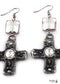 Boho Earrings, RH Dangle Earrings, Silver Metal Cross