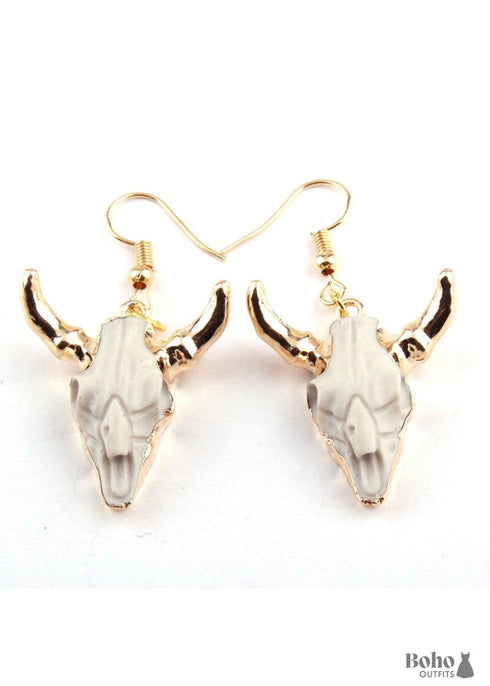 Pendientes bohemios, pendientes colgantes RH, cuerno blanco