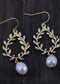 Pendientes bohemios, pendientes colgantes RH, color oliva perla blanca