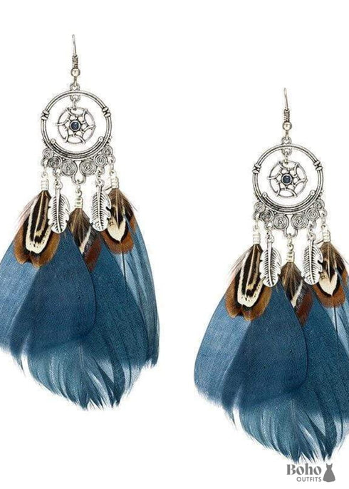 Boho Earrings Three Light Feathers Hayden