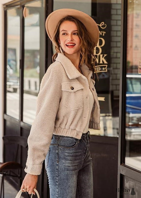 Chaqueta cálida de piel sintética estilo bohemio