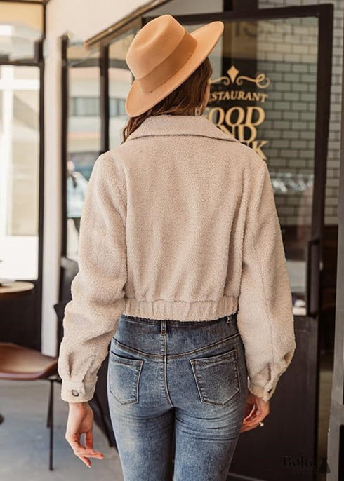 Chaqueta cálida de piel sintética estilo bohemio