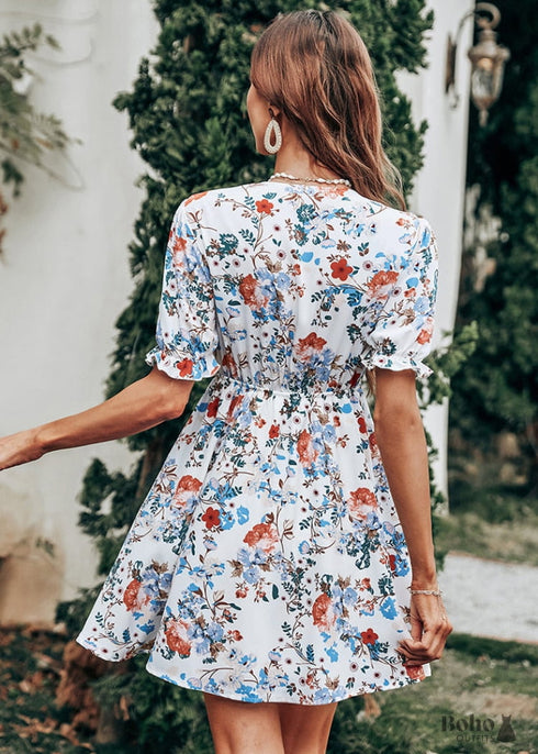 Boho Floral Mini Dress Izara