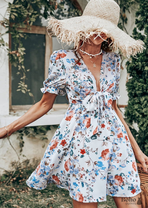 Boho Floral Mini Dress Izara