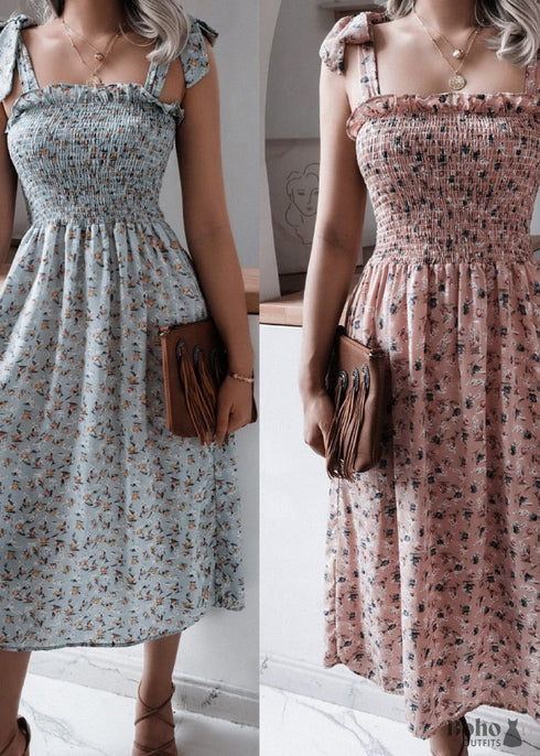 Boho Floral Sexy Midi Dress Kiona